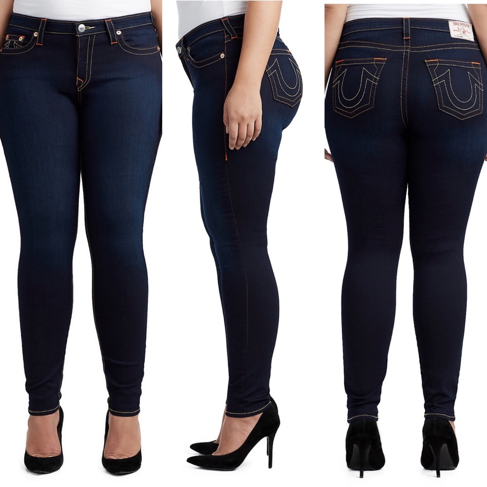 True Religion Womens Curvy Skinny Jean Dark Wash